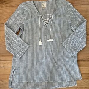 Billabong Large 100% Cotton “Same Story” Black & White Beach Swim Cover Up